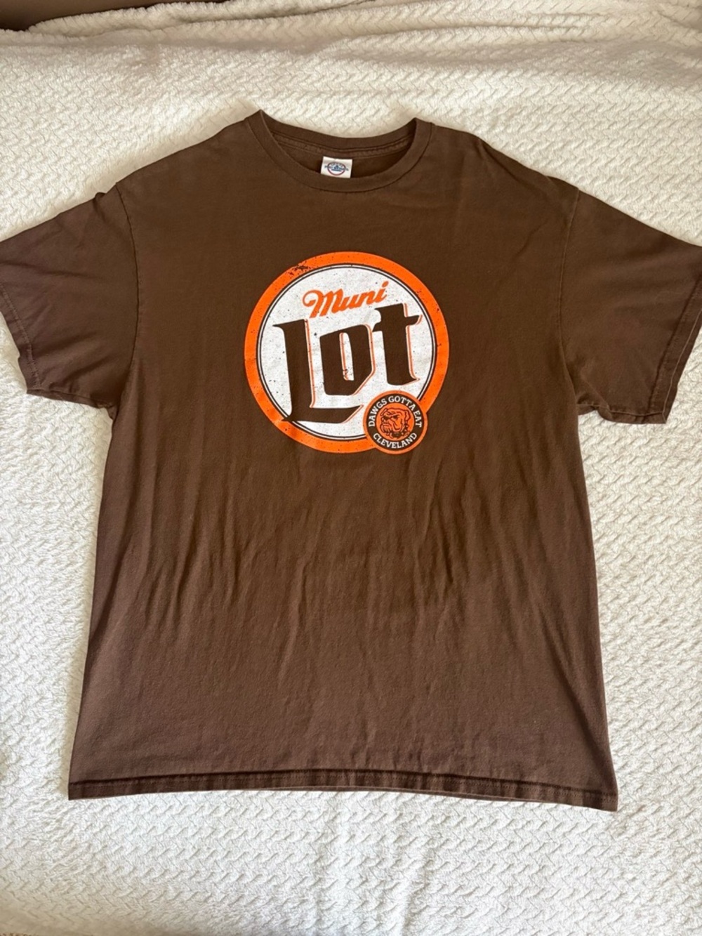 Cleveland Muni LOT Graphic Tee in Brown & Orange